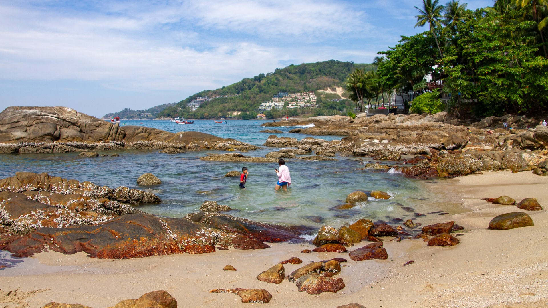 Kalim Beach Phuket bay view with Patong skyline in the distance